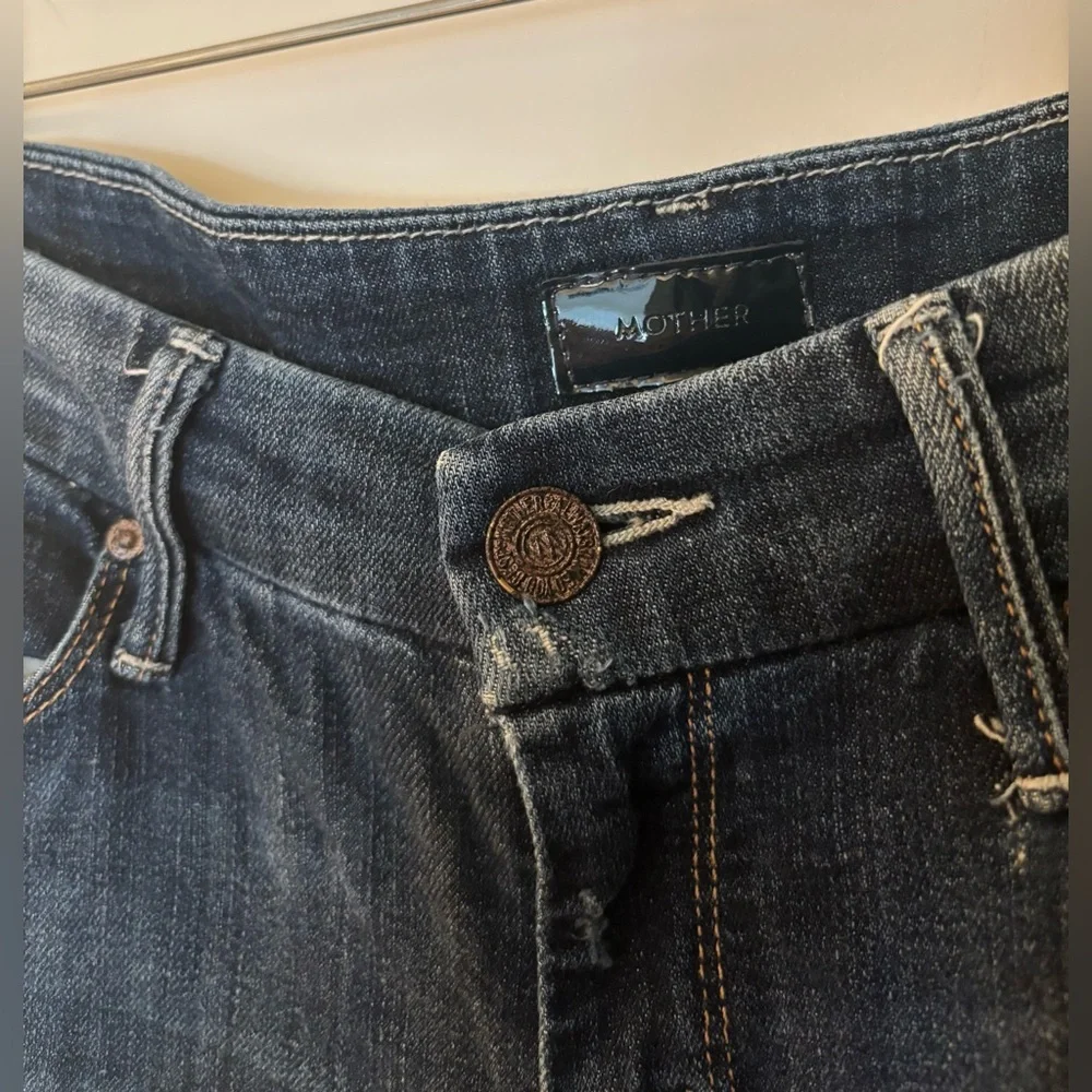 Mother Denim The Looker Ankle Fray in Distressed Alley Cat Wash, Size 25